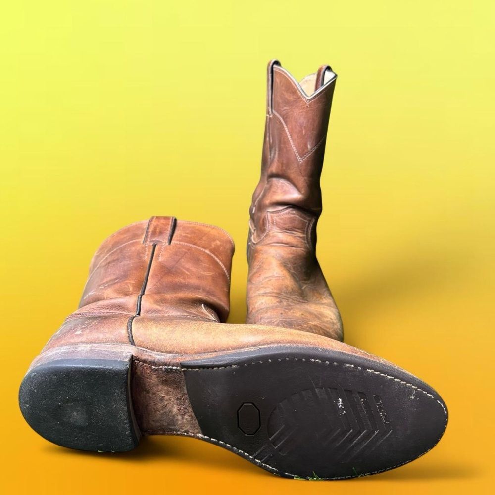 Size 8 Men’s- Justin Western Boots Brown 3408 Ranch Cowboy USA Made